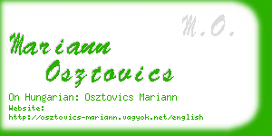 mariann osztovics business card